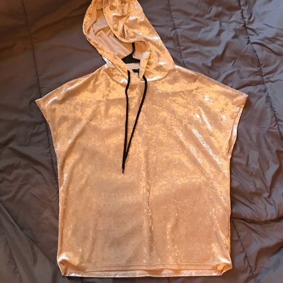 Forever 21 Tops - Shiny gold hooded T-Shirt